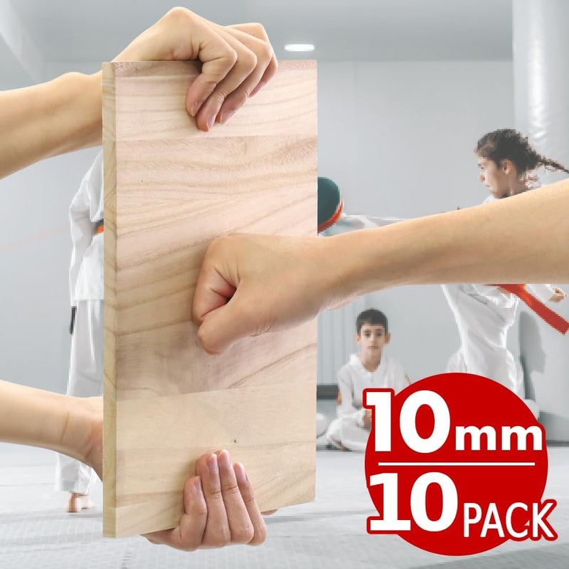 Japard 10Pcs Taekwondo Karate Breaking Board 10mm, Martial Arts Breakable Punching Boards Wooden Kick Training Accessory for Kids Adult for Practice Performing - Image 2